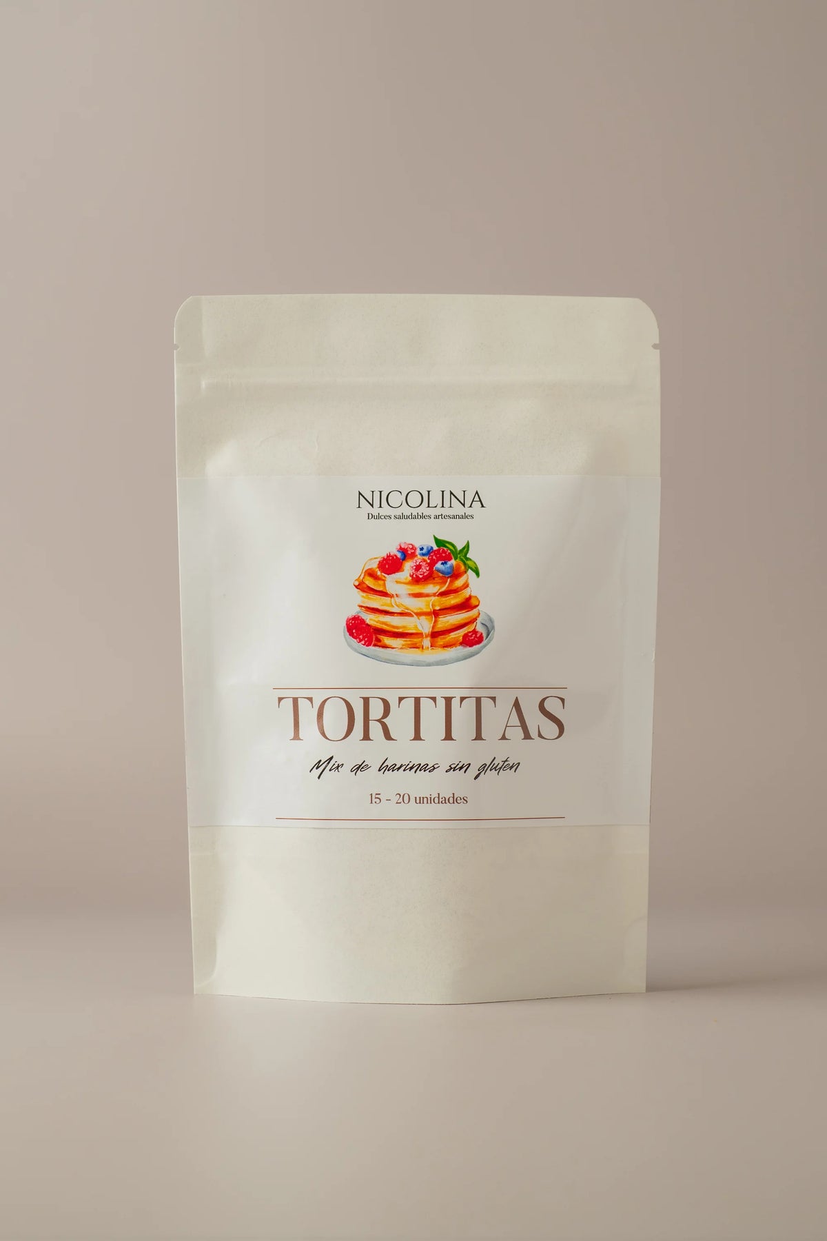 Preparado para tortitas Nicolina sin gluten, sin azúcar y sin lactosa, mezcla de harinas para hacer tortitas caseras esponjosas.
